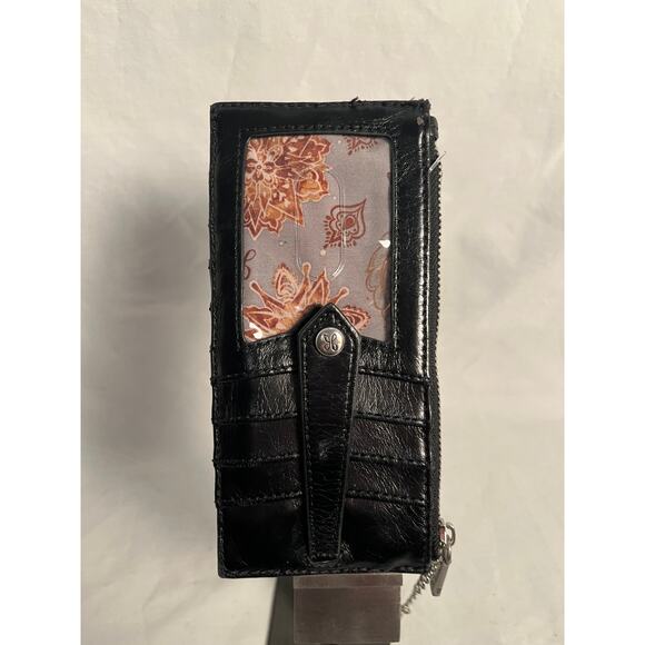 Hobo International Black Leather Wallet Card Case ID Window Zip Coin Pocket - Picture 4 of 5